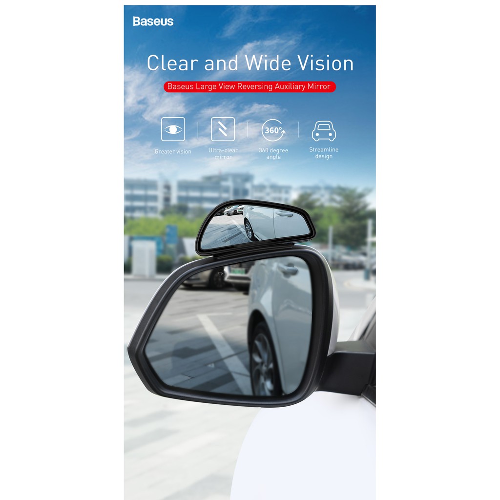 Gương tăng góc rộng cho xe hơi - Baseus 1 Pair Car Blind Rearview Auxiliary Mirror High-Definition Large View Wide | BigBuy360 - bigbuy360.vn