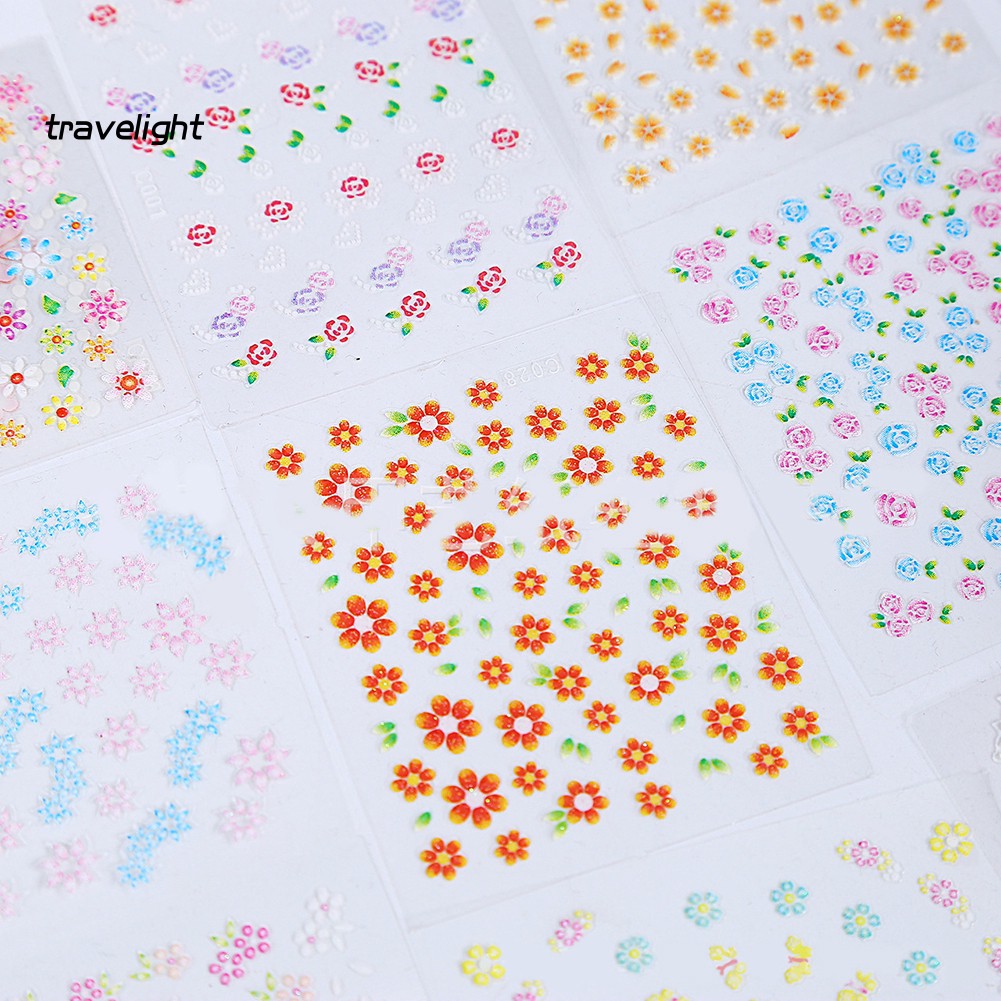 Set 5p tờ sticker hình hoa thời trang dán móng trang trí