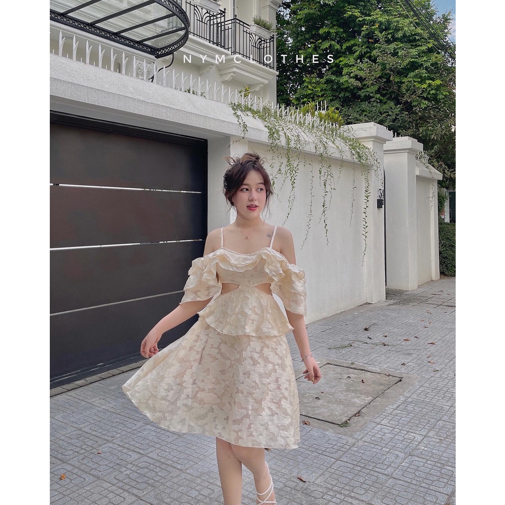 ✿ ĐẦM HOA NUDE KHOÉT EO ✿