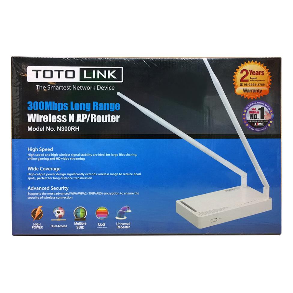 buitoanvp  TOTOLINK N300RH - BỌ PHÁT WIFI XUYÊN TƯỜNG TỐC ĐỘ CAO