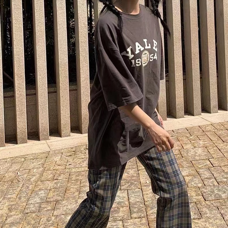 Áo phông 3158 tay lỡ form rộng thun nam nữ in chữ chất cotton khô hàng Quảng Chẩu ANDOSA AT08