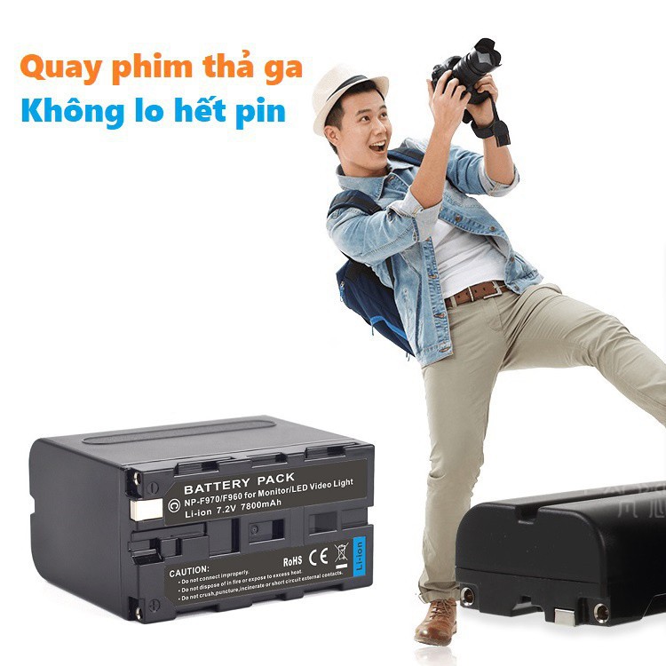 Pin Cho Máy Quay Phim Sony NP-F970 NP-F960 7800mAh điện cấp 7.2v