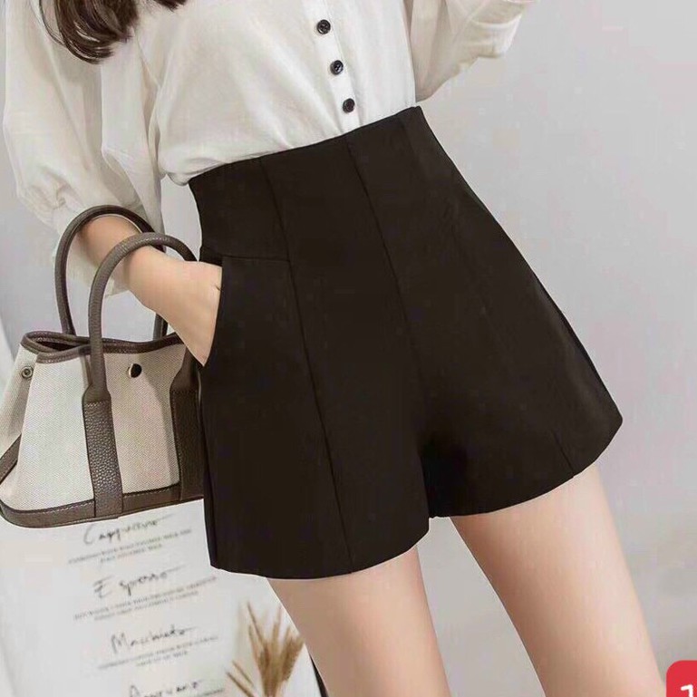 [RẺ VÔ ĐỊCH] Quần short nữ cao cấp màu đen,quần short tây nữ lưng cao thoáng mát thấm hút tốt vải mềm-qn13