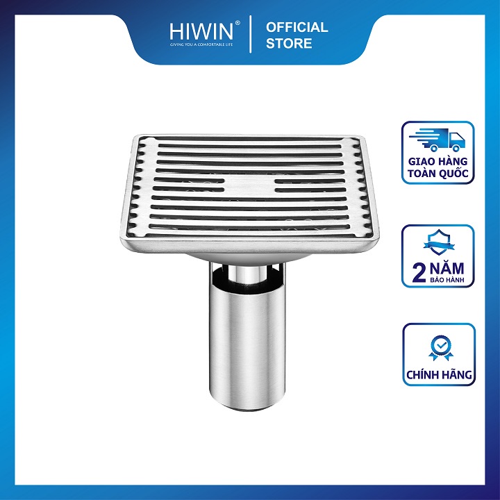Phễu ga thoát sàn ngăn mùi hôi inox 304 mặt gương bóng kích thước 100x100mm HIWIN FD-431B
