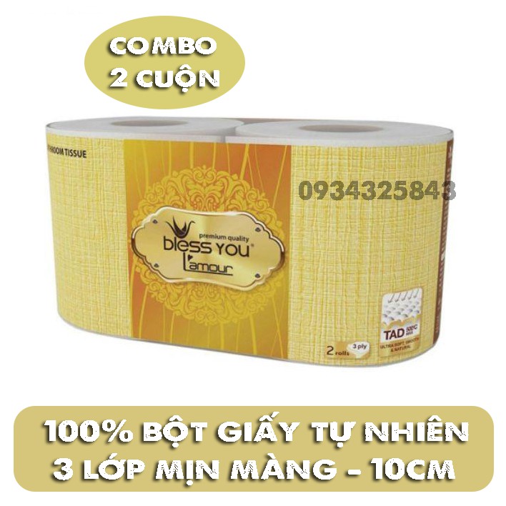 Combo 2 cuộn giấy vệ sinh Cao Cấp Bless You Lamour - giấy 3 lớp