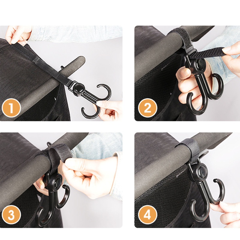 Bộ 2 Móc Treo Đồ Tiết Kiệm Không Gian Cho Xe Đẩy Em Bé
