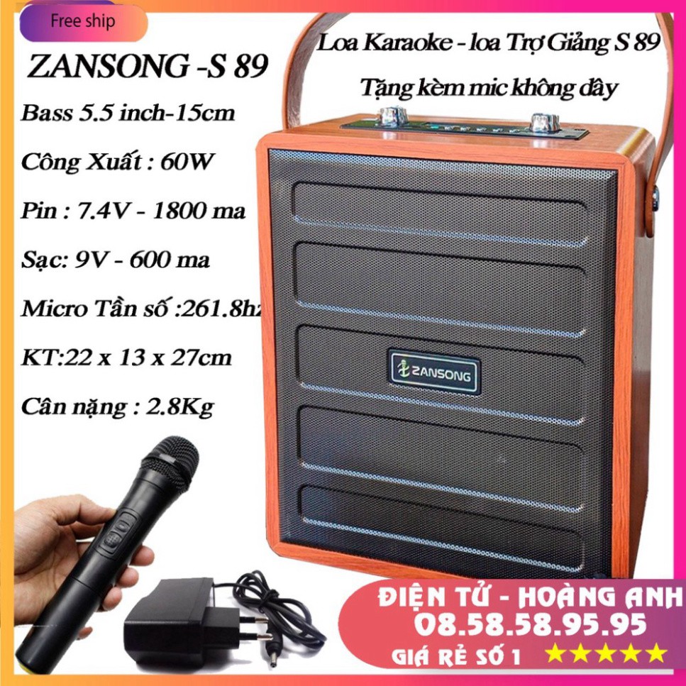 Loa Karaoke Loa trợ giảng Bluetooth Zansong S89 Mini (tặng micro không dây)Mẫu Mới(A061-A062)