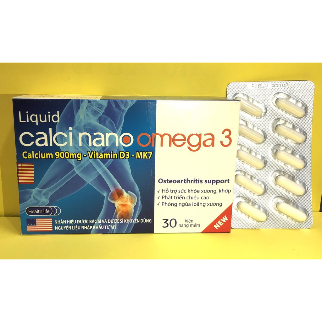 Viên uống Liquid Calci nano omega 3 phòng ngừa loãng sương, phát triền chiều cao
