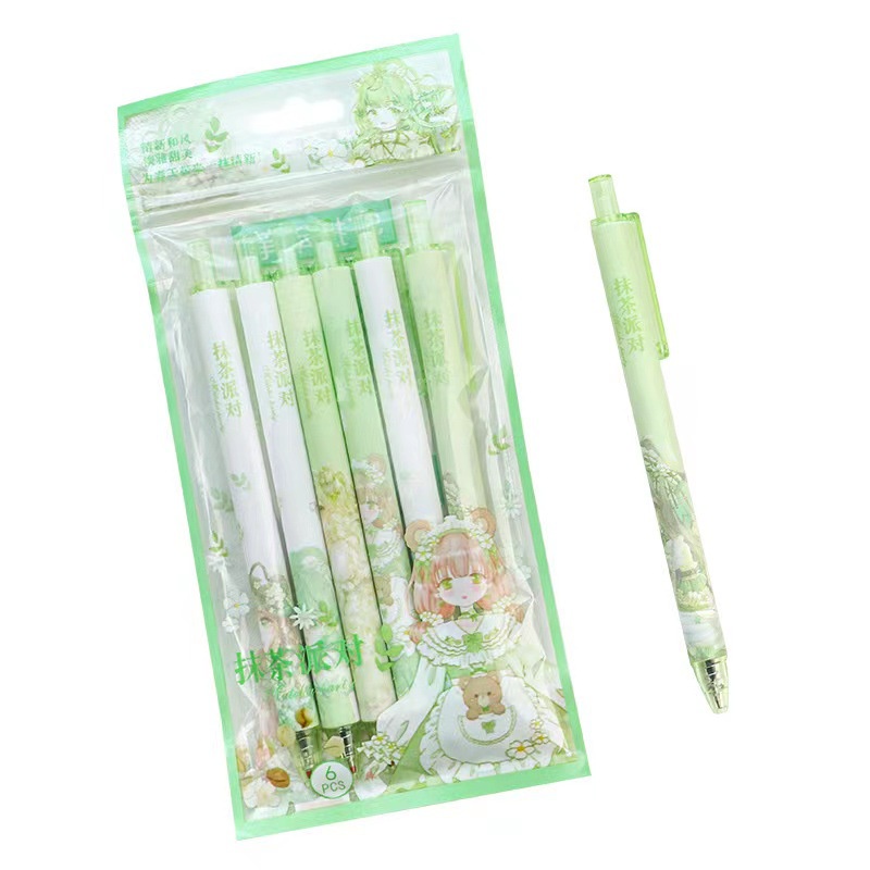 Set 6 Bút Mực Gel Dạng Bấm Thiết Kế Dễ Thương Cho Nữ
