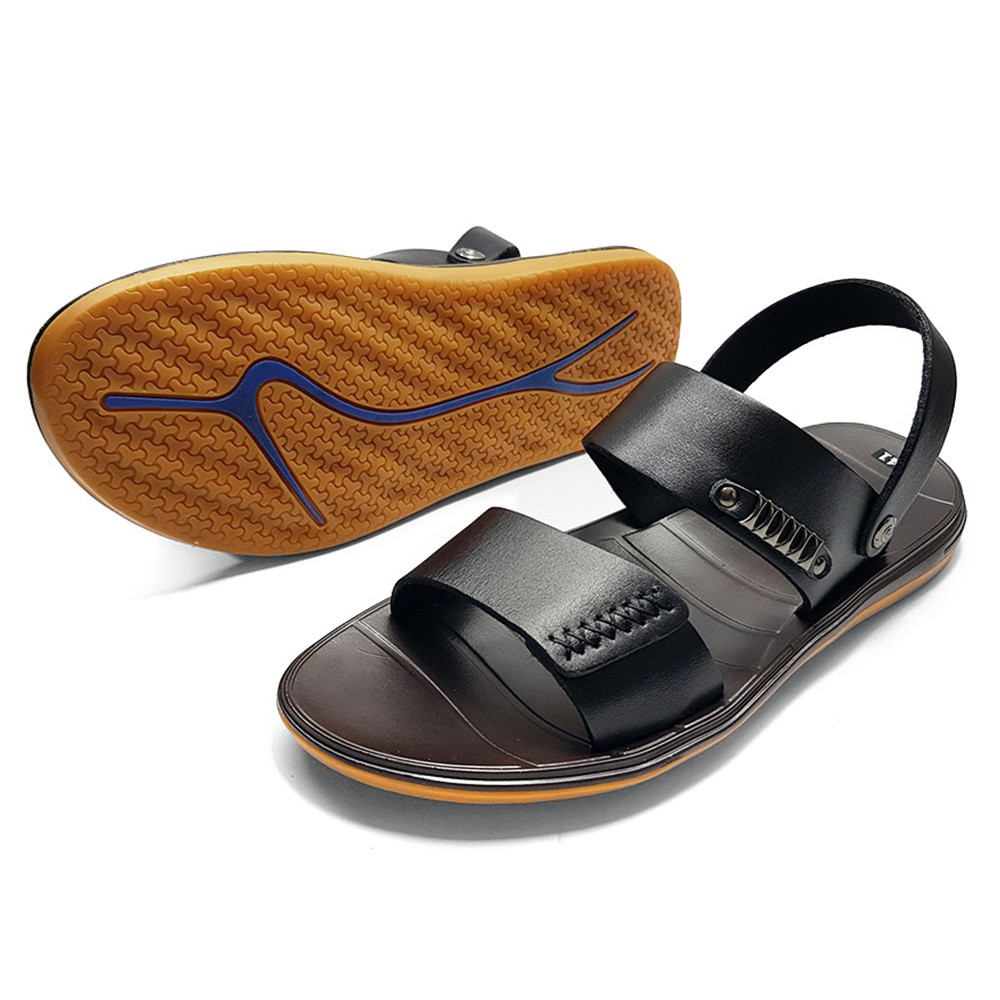 Sandal Nam Da Bò Thật Quai Ngang Ensado DE0716