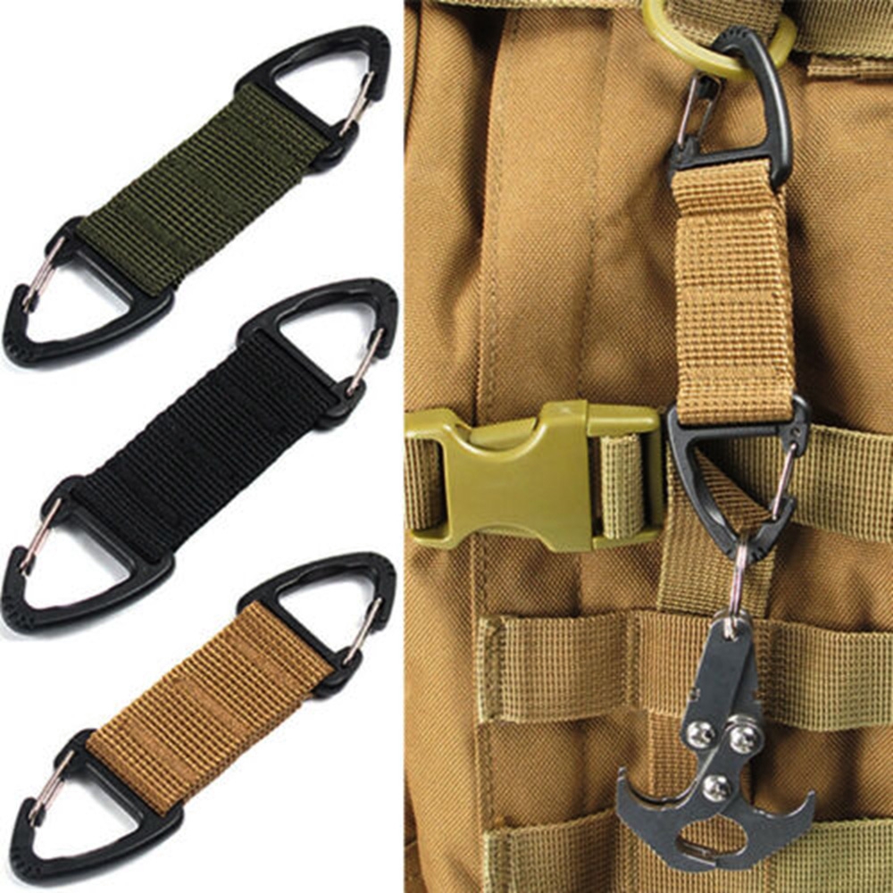 LETTER Multifunction Tactical Camping Hiking Keychain Hook Backpack Bag Accessories Webbing Belt Clip