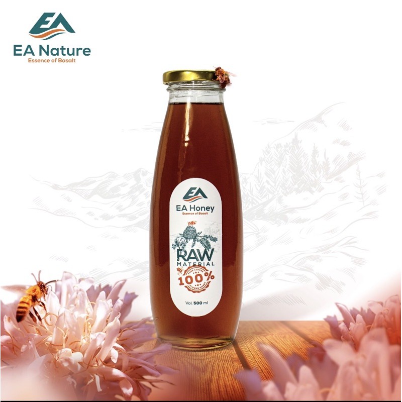 Mật ong rừng hoa cà phê 100% nguyên chất - EA Honey lọ thủy tinh cao cấp
