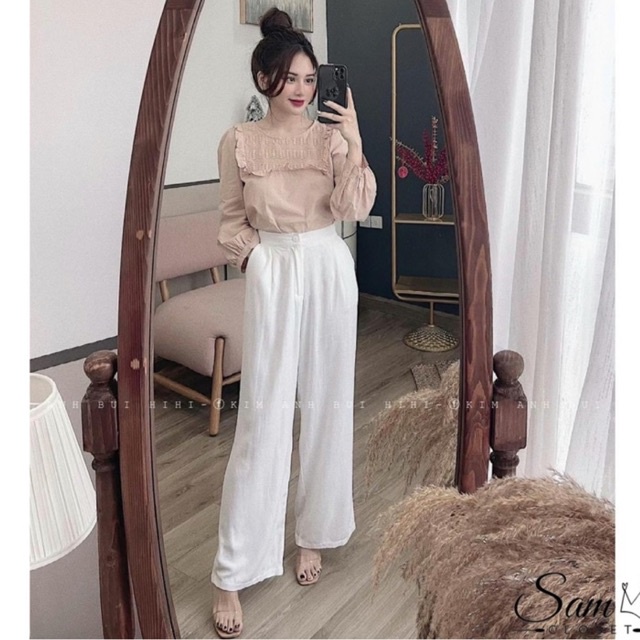 QUẦN XUÔNG ĐŨI DÁNG DÀI 1 CÚC VITAGE CHẤT ĐẸP QUẢNG CHÂU MS19772