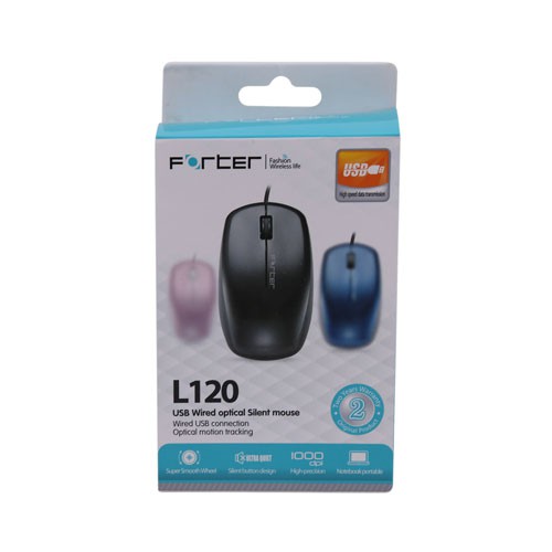 Chuột Quang Có Dây Forter L120 USB  (Hàng Chính Hãng + Tặng kèm Bàn Di Chuột Logitech )