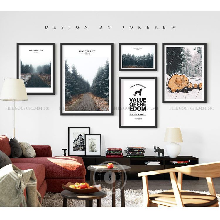 TRANH BỘ 5 TREO TƯỜNG CỠ ĐẠI - PHONG CÁCH BẮC ÂU- GIÁ RẺ - MELYHOME- TB51809FMX154