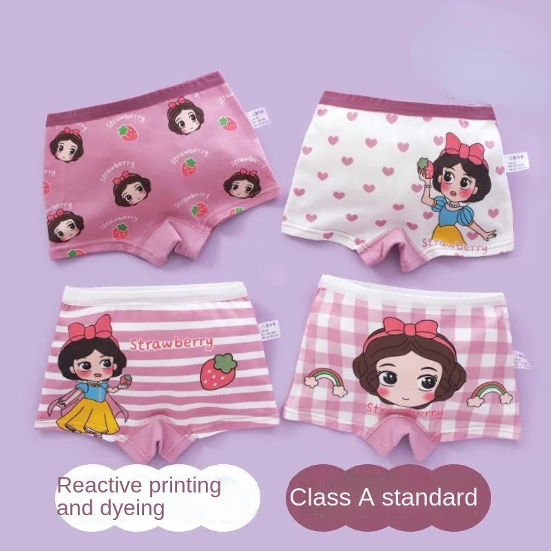 Quần Lót Cotton Màu Trơn Chống Vi Khuẩn Cho Bé Gái