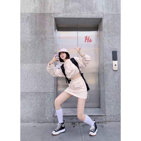 Sét váy croptop khuy cúc HS6