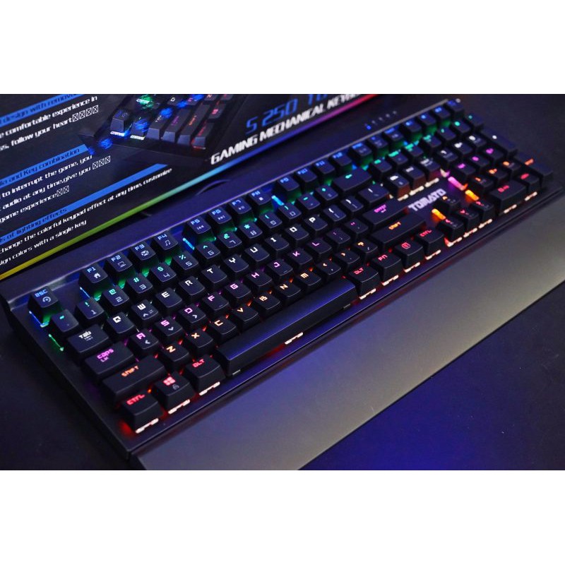 BÀN PHÍM CƠ TOMATO S250 LED RAINBOW CÓ KÊ TAY ĐI KÈM | BigBuy360 - bigbuy360.vn