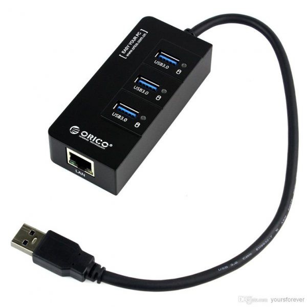 Bộ chia USB HUB 3 cổng HR01-U3 USB 3.0 tích hợp cổng Lan Gigabit