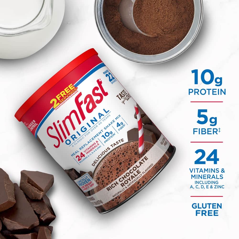 SỮA GIẢM CÂN SLIMFAST HƯƠNG CHOCOLATE & VANI HỘP LỚN (572g) - Hàng Nhập USA Chính Hãng