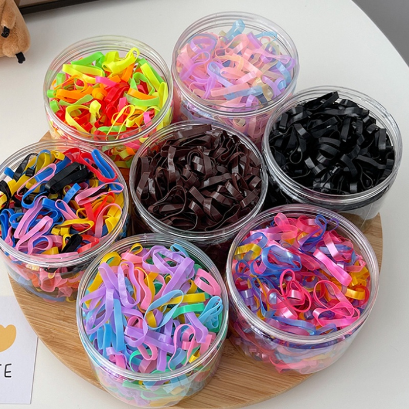 Dây Buộc Tóc Cao Su Bản Rộng Dày Co Giãn Màu Sắc Kẹo Ngọt Không Đau Cho Bé Gái