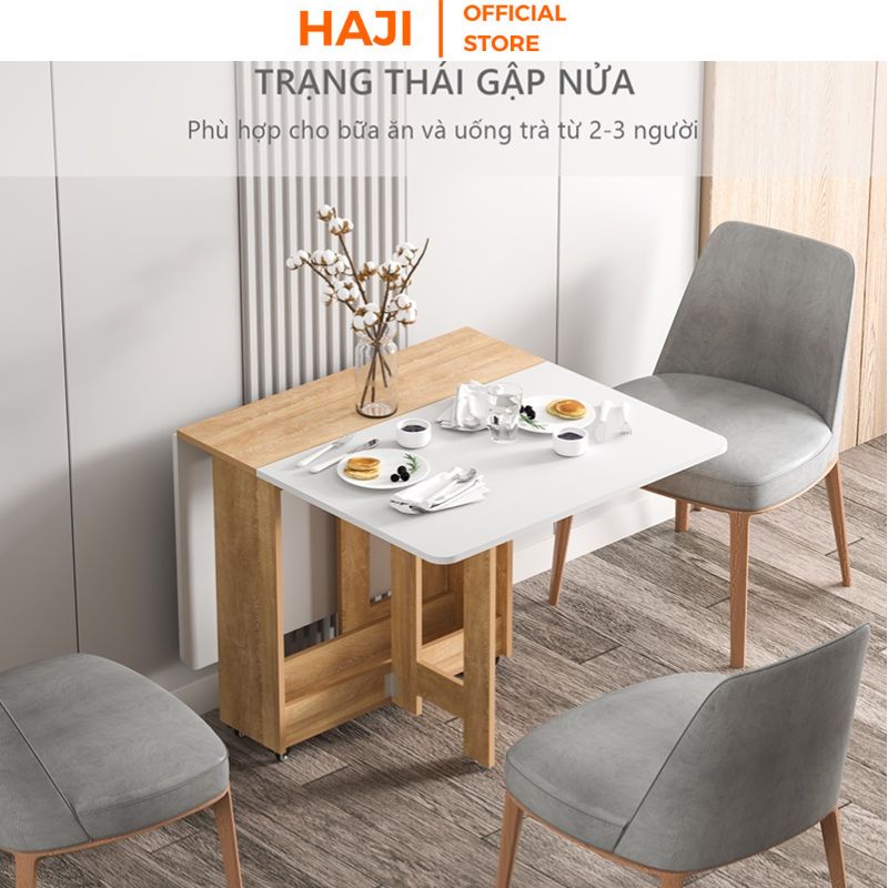 Bàn ăn thông minh HAJI thu gọn tiết kiệm diện tích có bánh xe di động BTM5