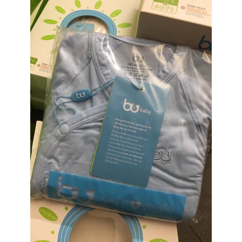 Sale bộ dài tay sơ sinh bu cài chéo  chất bamboo  kiểu trơn và hoạ tiết đám mây cho bé