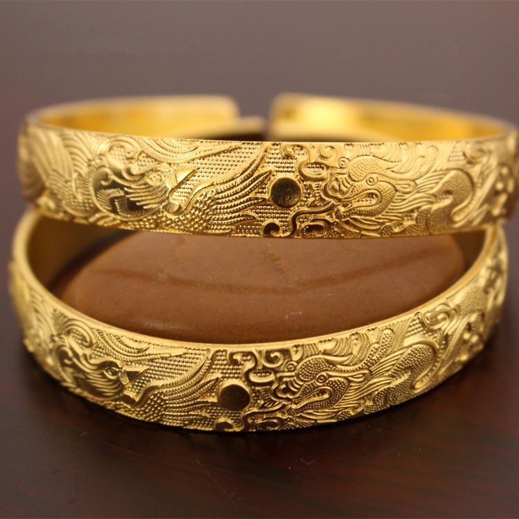 Vòng tay rồng và phượng vàng 24K cho nam và nữ không phai