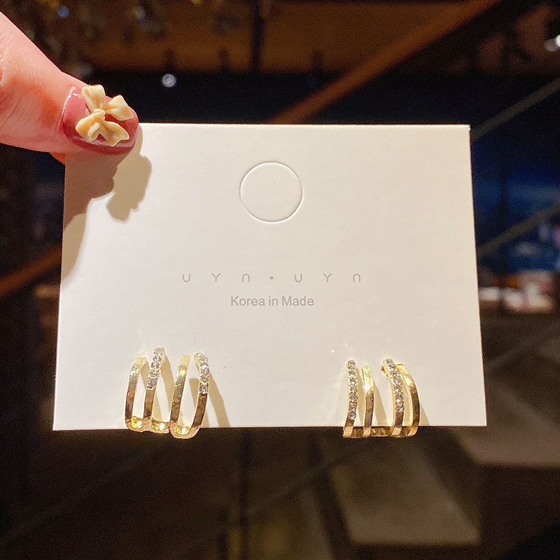 Bông tai mạ bạc 925 thiết kế hình học độc đáo