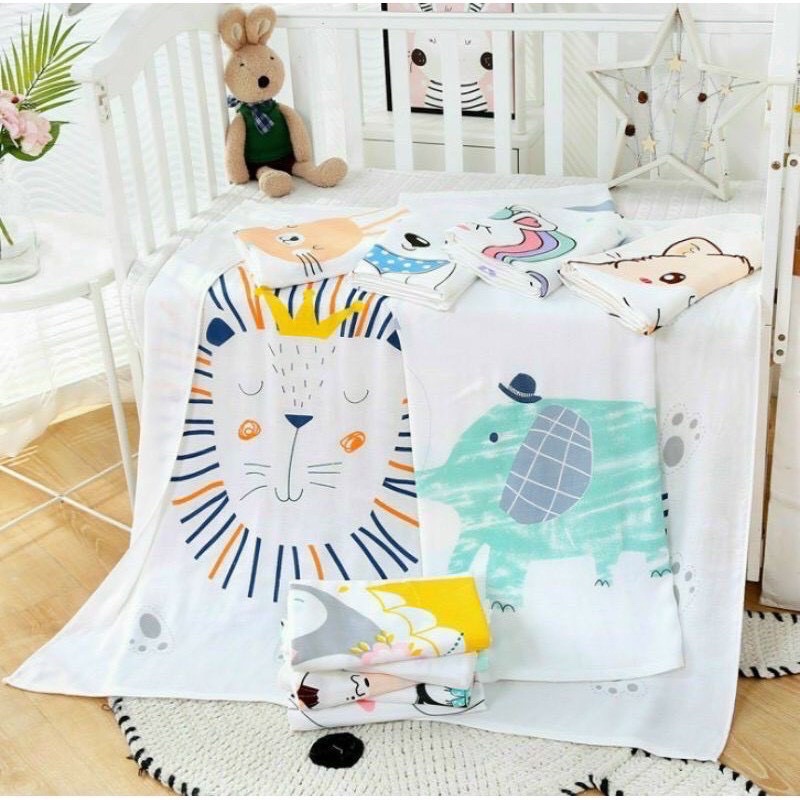 Chăn cho bé, Chăn Lụa Cotton Aden Siêu Mềm Mát kích thướt 110 * 110 cm