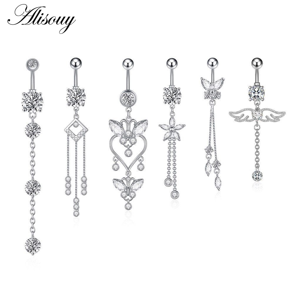 1 Khuyên Rốn Bằng Thép Đính Đá Zircon Hình Cú Mèo Mặt Trăng Ngôi Sao Gợi Cảm Cho Nữ