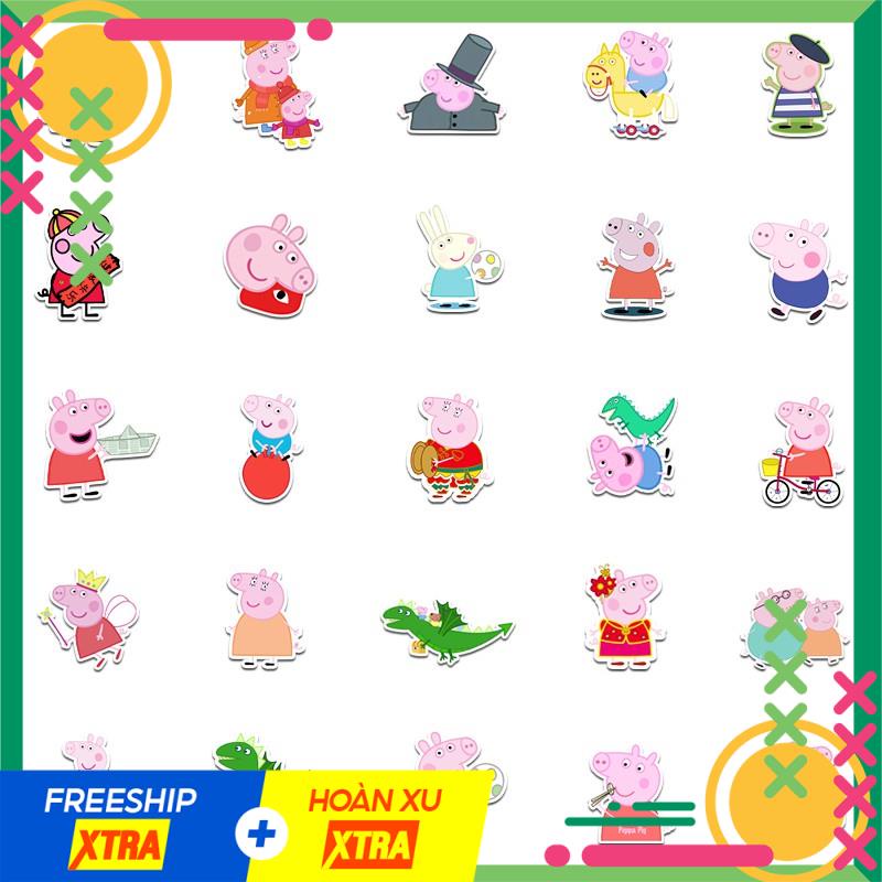 Set 50 Miếng Dán Trang Trí Hình Chú Heo Peppa Đáng Yêu
