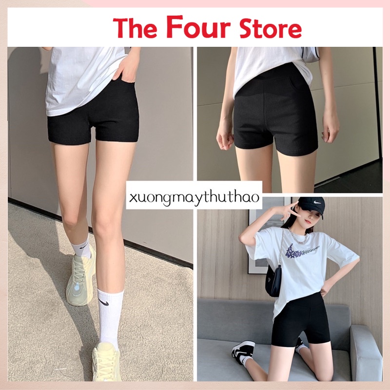Quần Black Funoff Short Biker Short Dáng Ngắn Nữ Nâng Mông Mùa Hè Năng Động Combo quà tặng kẹo