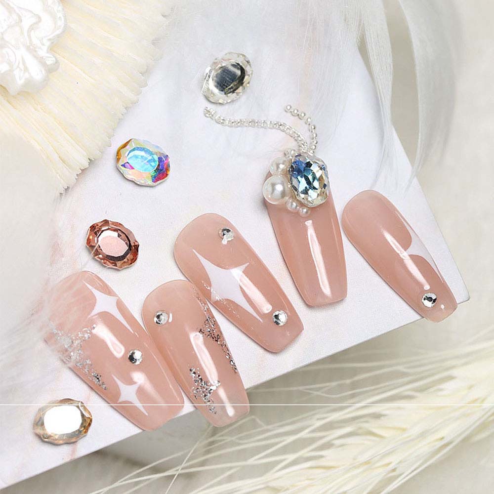 Bộ 10 Phụ Kiện Đính Trang Trí Móng Tay Mặt Kính Hình Oval 3D Sáng Bóng