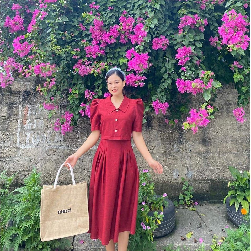 Set váy 2 dây xếp ly dáng xòe mix áo khoác croptop tay ngắn vai bồng LEOSWEARING T78