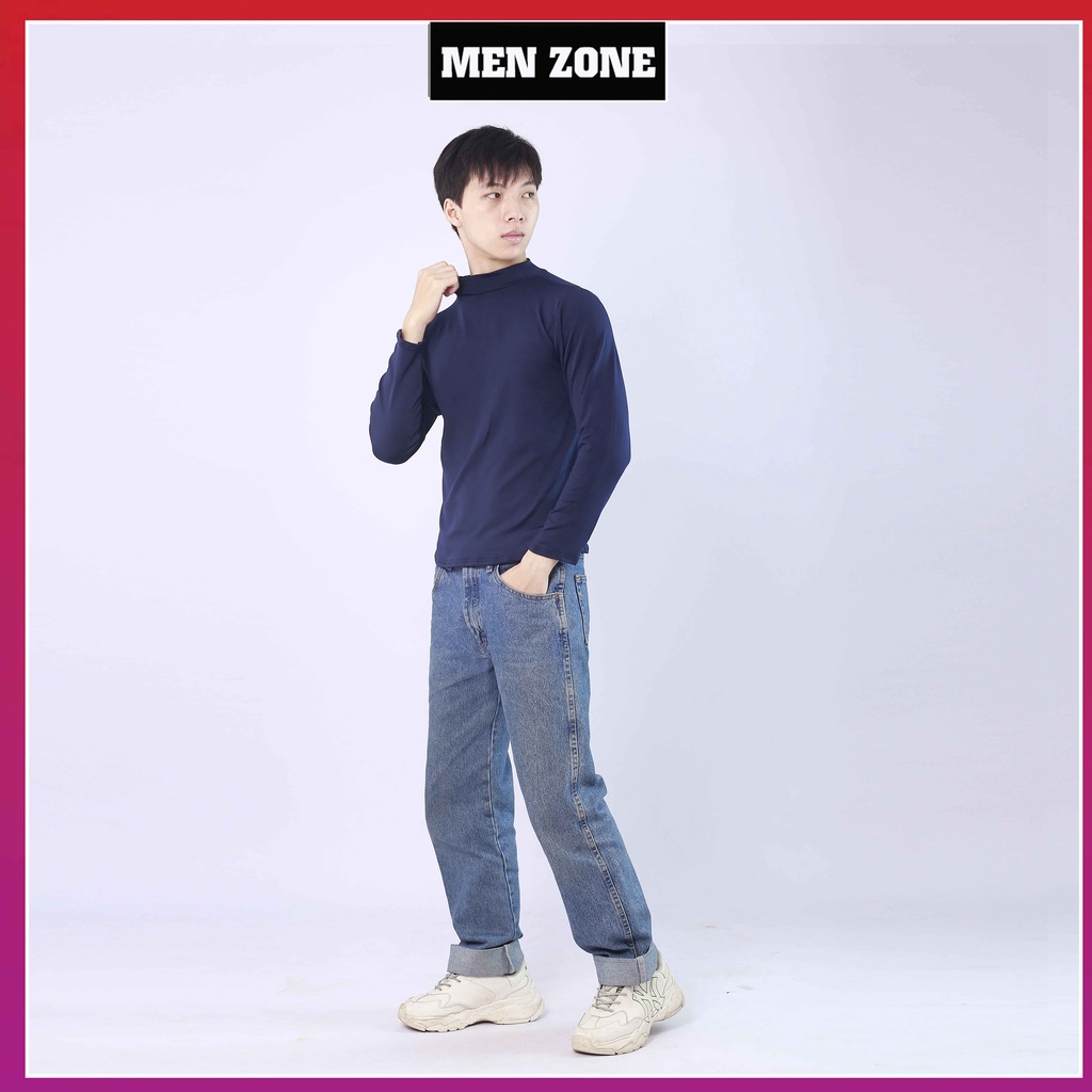 Áo Giữ Nhiệt Nam Lót Nỉ Cổ 5 Phân Siêu Ấm