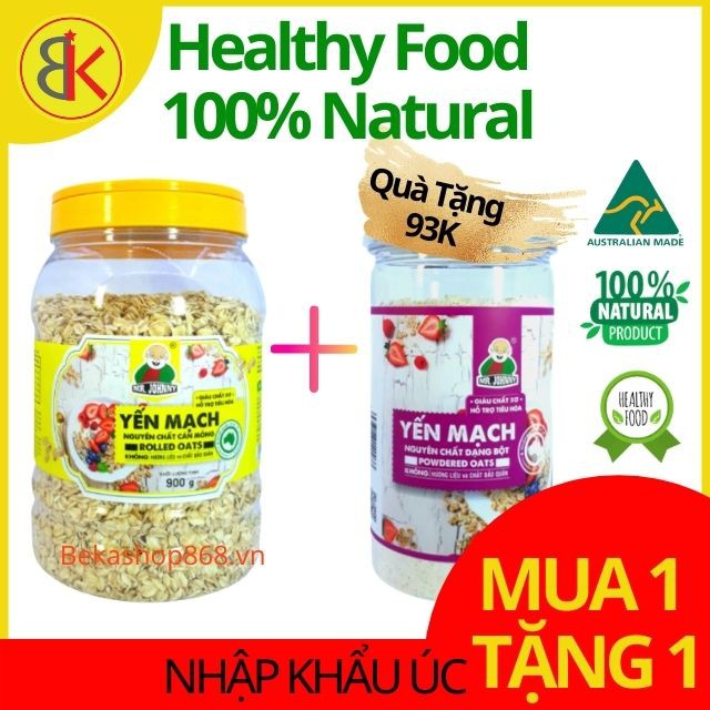 [Tặng Bột Yến Mạch 300g] Yến Mạch Úc Tươi Nguyên Chất Mr Johnny Hộp 900g Cho Người Ăn Kiêng Giảm Cân Tập Gym