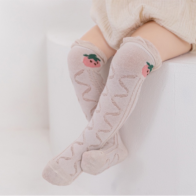 Vớ Cotton Cao Phối Lưới Co Giãn Chống Muỗi Họa Tiết Hoạt Hình Cho Bé Sơ Sinh