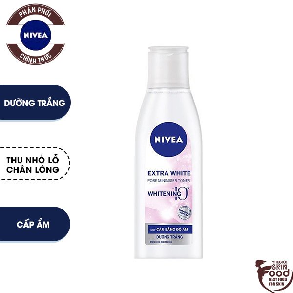 Nước Hoa Hồng Dưỡng Trắng Da &amp; Thu Nhỏ Lỗ Chân Lông Nivea Extra White Pore Minimiser Toner 200ml