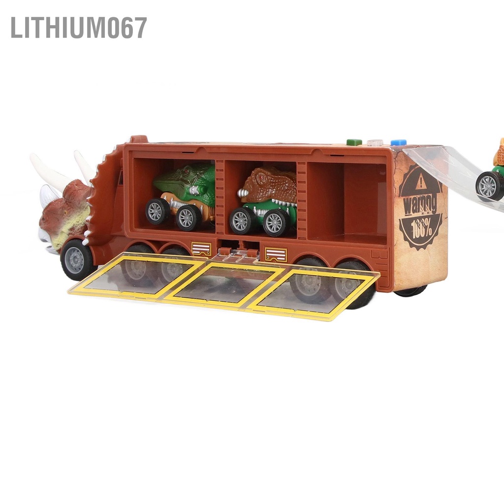 Lithium067 Xe tải container khủng long cho trẻ em chở hàng vận chuyển đồ chơi có âm thanh ánh sáng bé trai gái