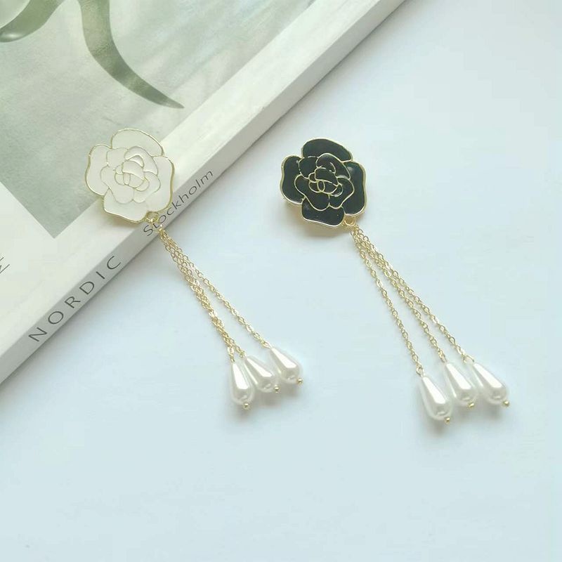 Ghim Cài Áo Hình Hoa Hồng Đính Ngọc Trai Nhân Tạo Thời Trang