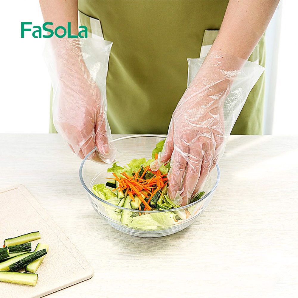 Bao tay nilon dùng một lần (bịch 100 cái) FASOLA FSLSH-020