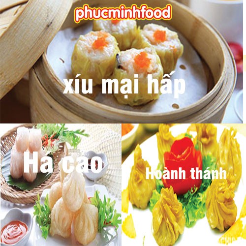 Combo dimsum Há cảo, Hoành Thánh, Xíu Mại Nhân Thịt khay 500gram khoảng 50 viên