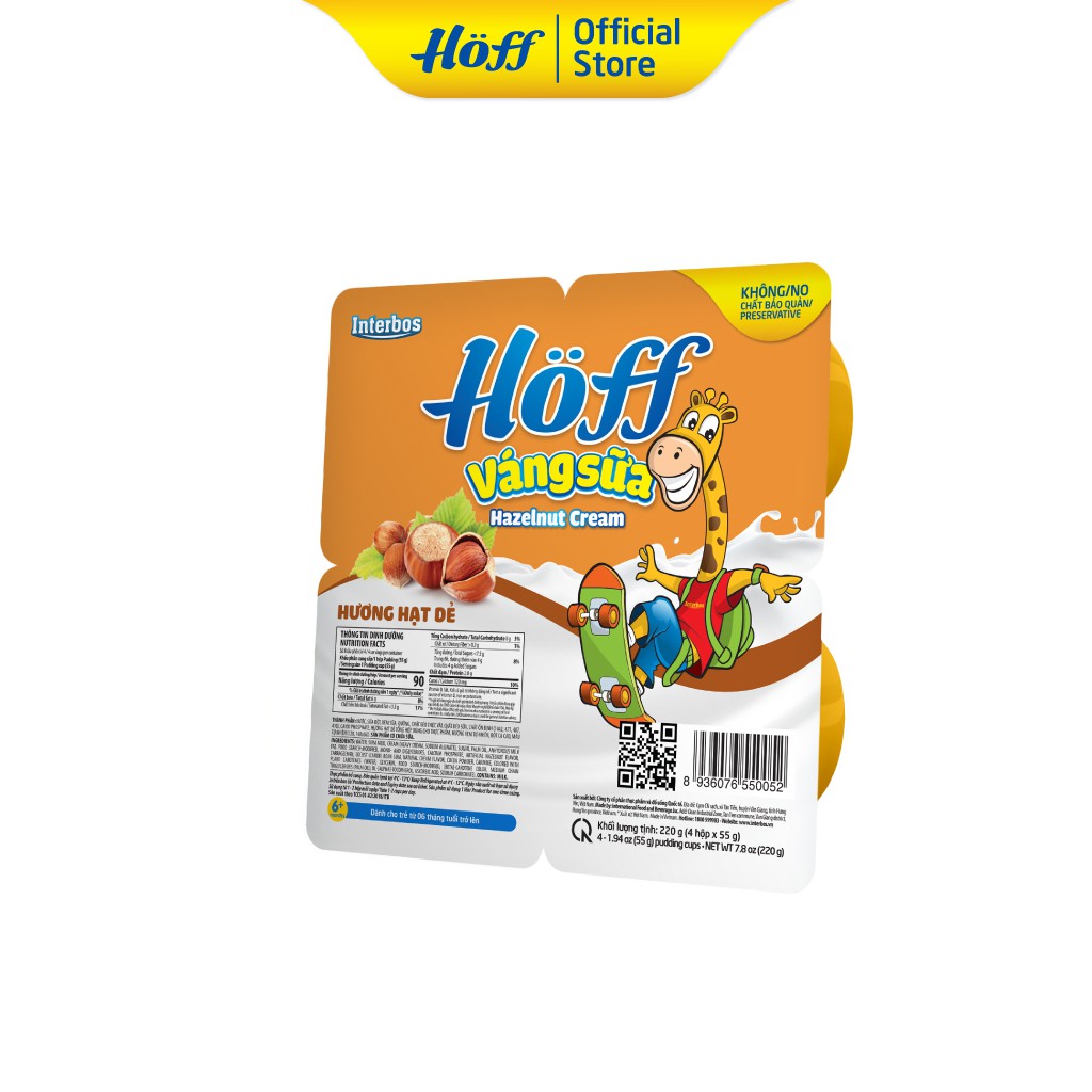 Váng sữa vị hạt dẻ hoff vỉ 4 hộp x 55g - ảnh sản phẩm 1