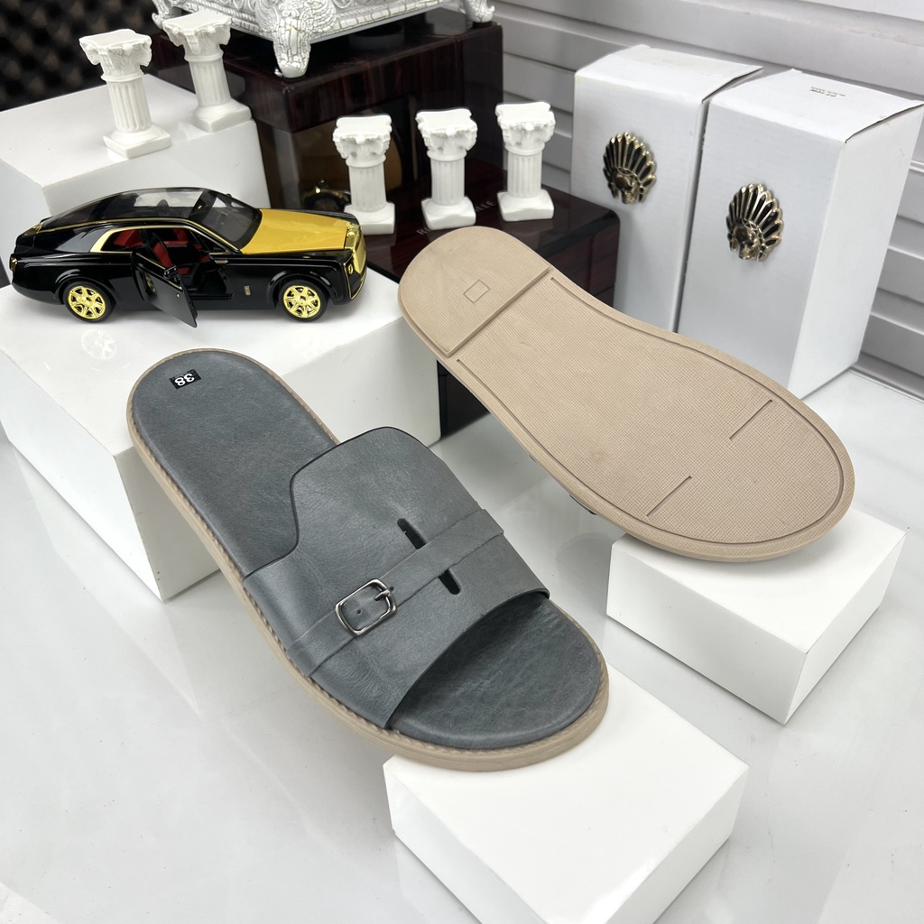 Dép Da Thật Nam [FCMenswear] Dép da nam cao cấp - chất liệu da bò đế cao su non đi êm chân - bảo hành dài 18 tháng