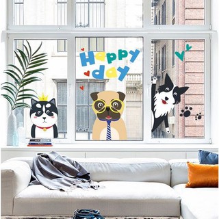 Decal dán tường hình thú Happy Day