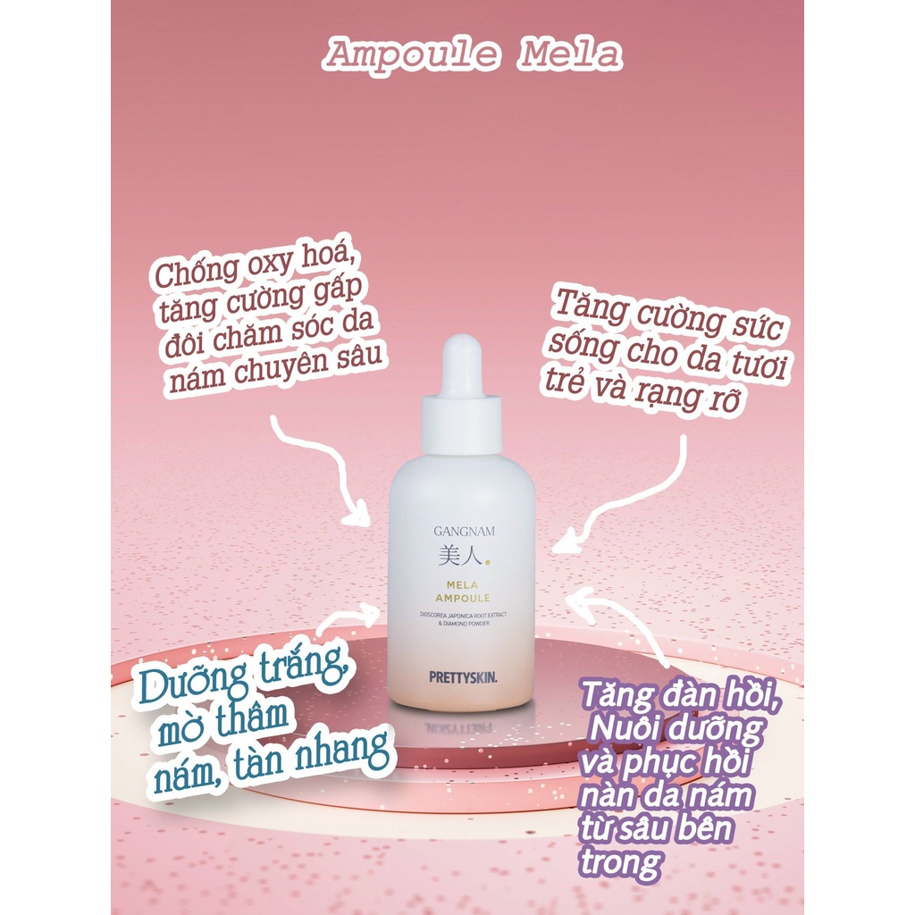 Tinh Chất Serum Phục Hồi Trắng Da PrettySkin Hàn Quốc Gangnam Miin Mela Ampoule 50ml Giúp Dưỡng Ẩm &amp; Mờ Thâm Nám