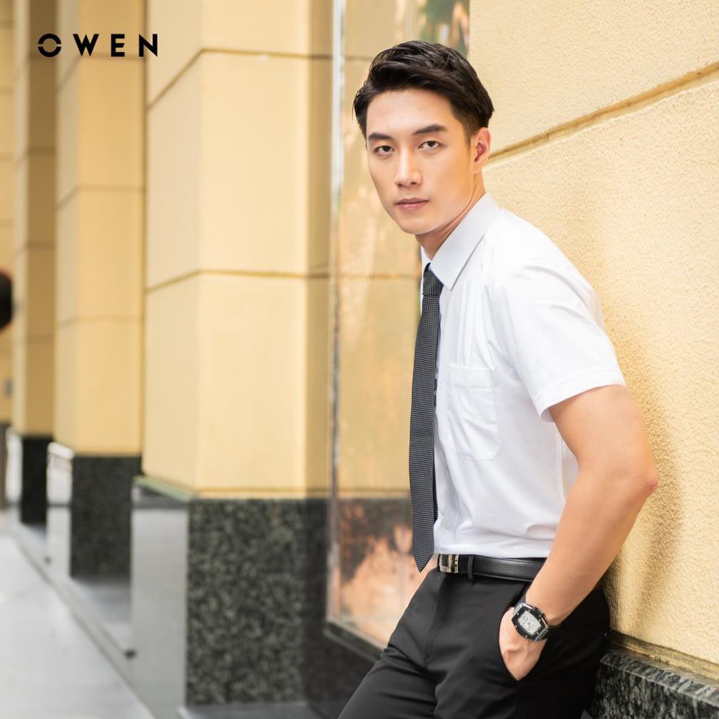 Sale Chính Hãng OWEN - Áo sơ mi trắng ngắn tay Owen Regular fit  - Áo sơ mi trắng chất polyspun hot 🌺 neww * ! %