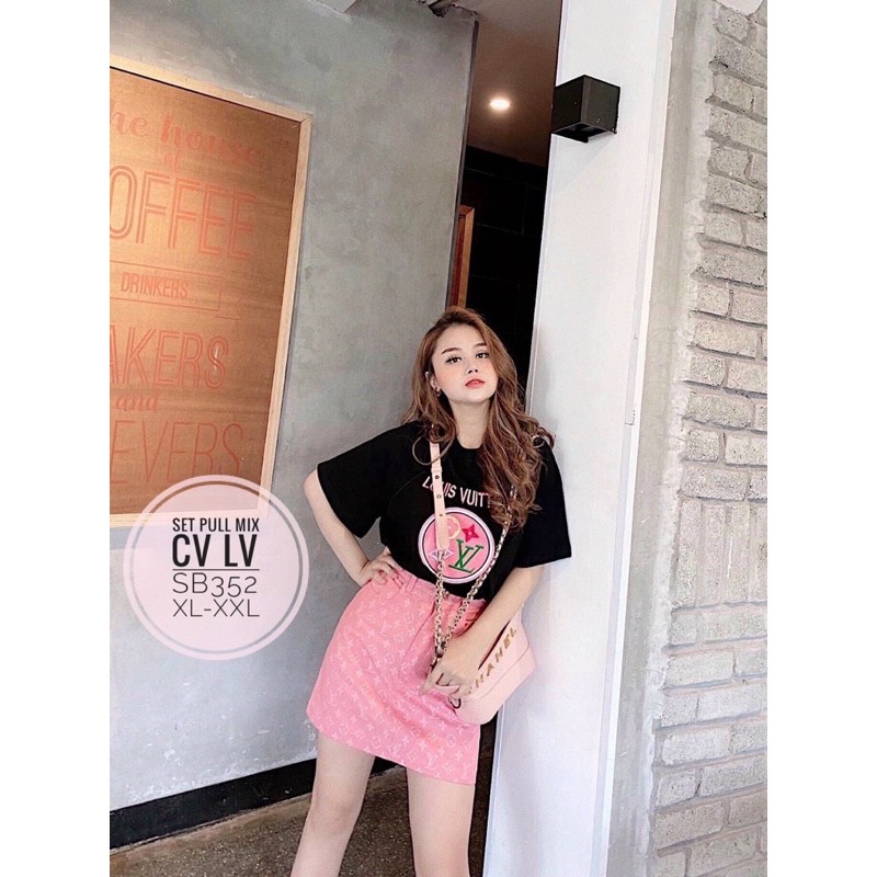 [Mã WASTCOOL giảm 15% tối đa 50K đơn 99K] Bigsize set áo thun mickey-LV-GC kèm váy quần 55-90kg(HÌNH THẬT) | BigBuy360 - bigbuy360.vn