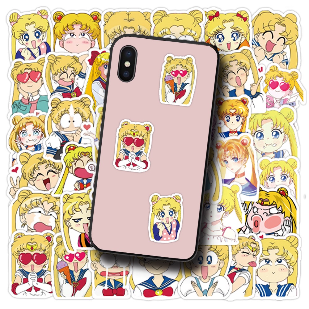 Sailor Moon Miếng Dán Hoạt Hình Thủy Thủ Mặt Trăng Có Đèn Led Trang Trí Điện Thoại